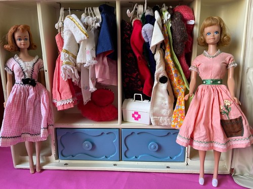 70 Pc Vintage 1963 Midge Blonde #860 Red Barbie Wardrobe Case Clothes + TLC Doll