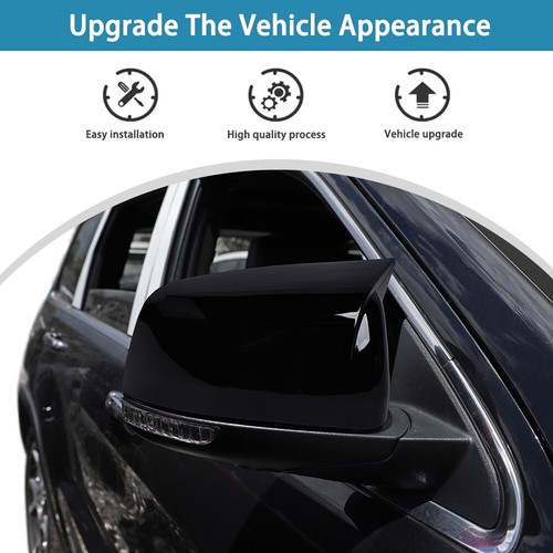 2PCS Black ABS Rearview Side Mirror Cover Caps for Jeep Grand Cherokee 2011-2020 - Picture 5 of 16