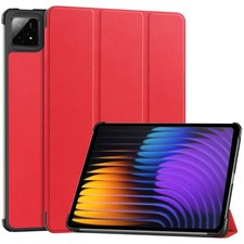 Red Xiaomi Pad Pro 7 Mini Pad 7 Case 11.2 in Tri-Folding Auto-Flip Stand