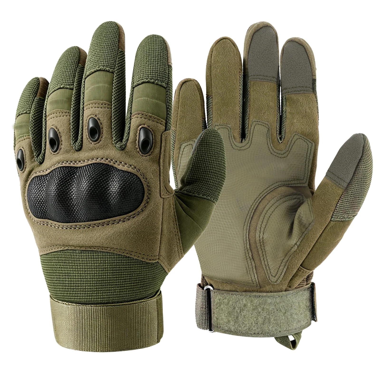 GES Motorbike Gloves, Men Full Finger Motorcycle Gloves Touch M, Army Green