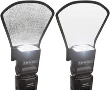 2 Pack Flash Diffuser Reflector - 2-Sided White/Silver Bend Bounce Flash Reflect