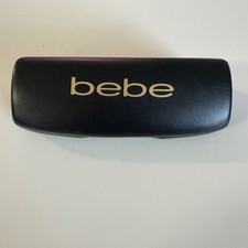 bebe Black Hard Eyeglass Case Gold Logo Fits Glasses 6 in L x 2 in H