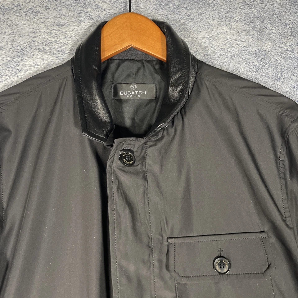 Bugatchi Uomo NUEVO CON ETIQUETAS Para hombres Cremallera Completa Botones Chaqueta Cuero Cuello Bolsillos en la Delantera Foto 2 de 4