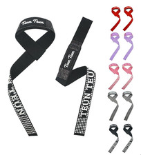 Weight Lifting Wrist Straps 24" Cotton Gym Straps Deadlift Pulling Black Pair
