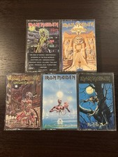 IRON MAIDEN 5 Cassette Tape Lot Powerslave Seventh Son Killers Vintage Tested