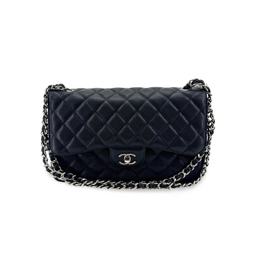 Chanel Classic Single Flap Bag Quilted Lambskin Black Calfskin Shoulder Bag