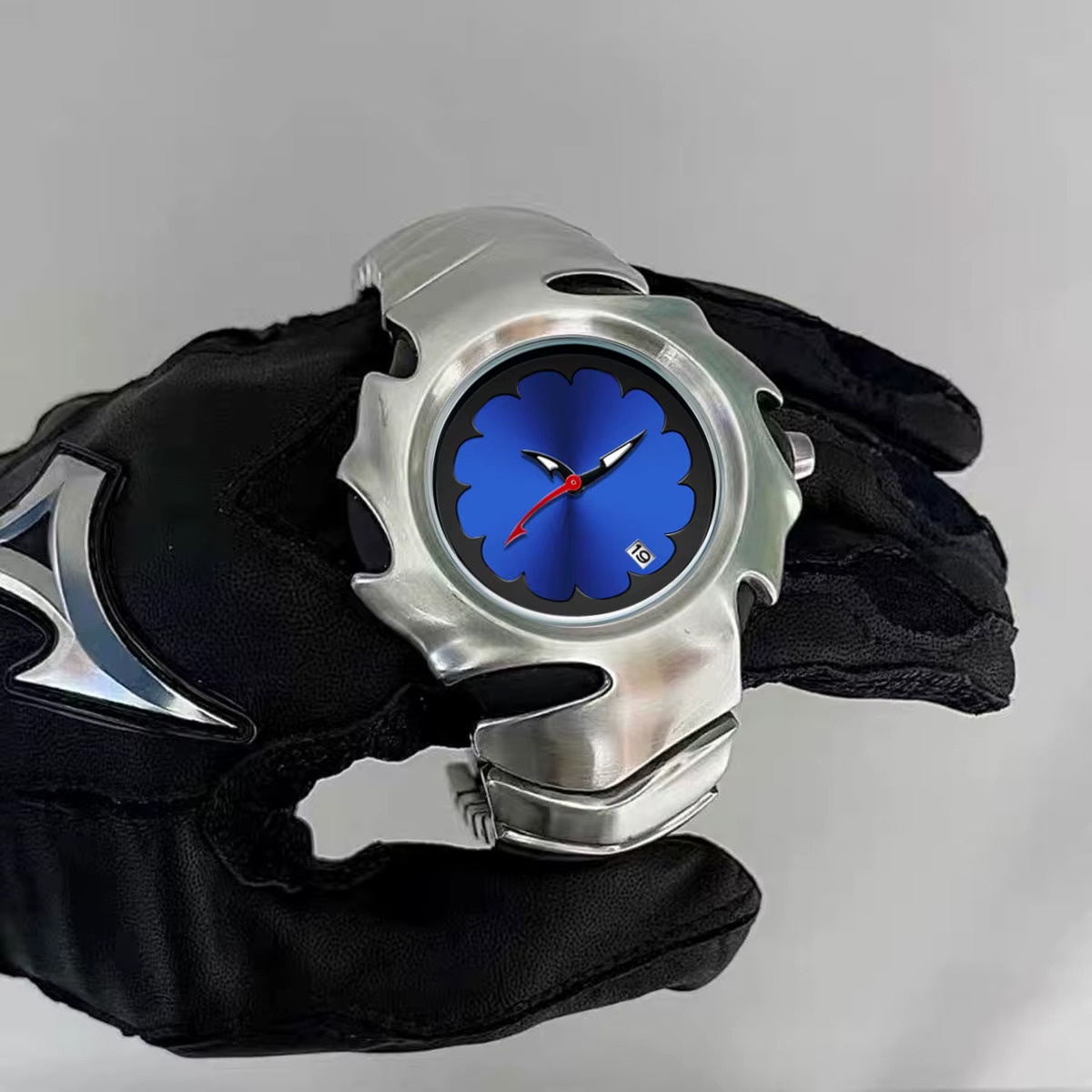 silver oakley blade saw style watch y2k Stainless Steel analog