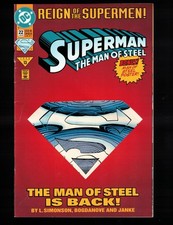 Superman The Man of Steel 22 Die-Cut Cover w/ poster 1993 VG/F DC Comic
