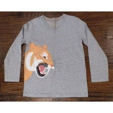 Mini Boden Tiger Grey Long Sleeve Shirt Kids Youth Size 5-6Y