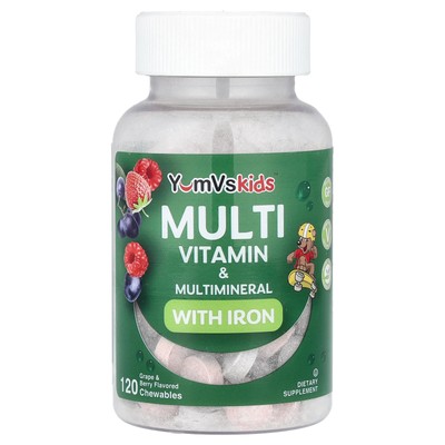 Kids  Multi Vitamin & Multimineral with Iron, Grape & Berry, 120 Chewables