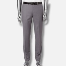  95 Calvin Klein Men's Gray Slim-Fit Flat Front Trouser Dress Pants Size 36W 30L