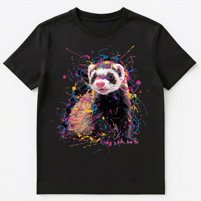 T-Shirt Colorful Paint Splash süß Frettchen Kunst Grafik Unisex