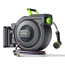 Retractable Garden Hose Reel, 5/8 Inch x 82 ft + 6 ft Wall Mounted Water Hose...