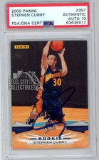 Stephen Curry 2009-10 Panini Autograph Rookie Card #357 PSA Authentic PSA/DNA 10. rookie card picture