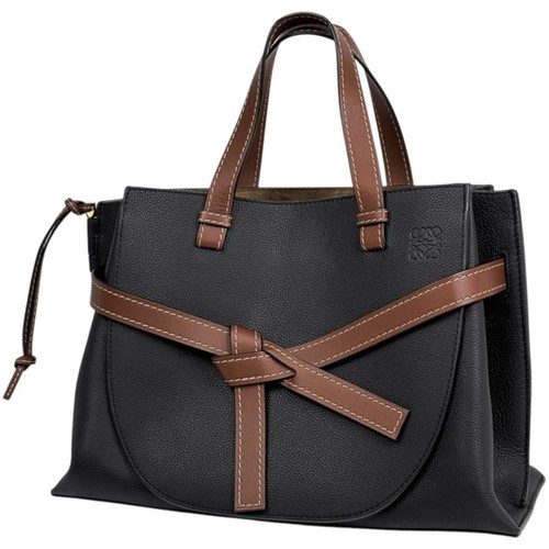 Loewe Handle 2WAY Leather Black Brown Handbag #BS6402