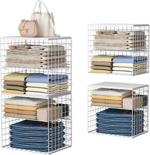 4-Tier Stackable Closet Organizers and Storage Shelves, Closet Storage Basket wi