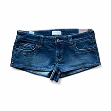 PacSun Blue Denim Cut Off Shorts Women s 26 Low Rise 5-Pocket Zip Medium Wash