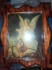 Christianity Framed Guardian Angel Protecting Children Print in Wood Frame