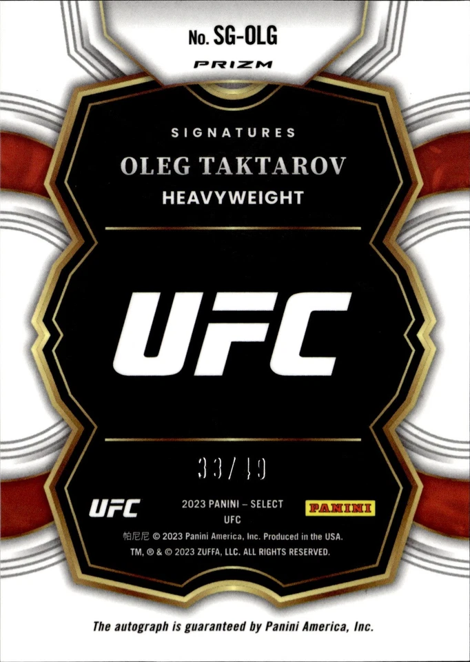 2023 Panini Select UFC Oleg Taktarov Purple Auto /49 - Image 2 of 2