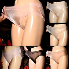 6PCS Oil Shiny Panties See Through Bikini Briefs Knicker Thong Women Underwear