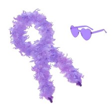 Feather Boa with Heart Rimless Sunglasses,4 ft Feather Boa for Bachelor Purple