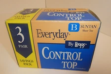 VTG 1997 L'eggs Women's Everyday Control Top Panty Hose, Suntan, B  3 Pairs New