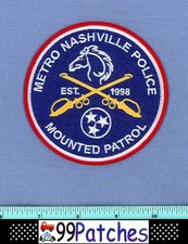 NASHVILLE METRO MOUNTED PATROL TENNESSEE Police Shoulder Patch HORSE SWORD 8I