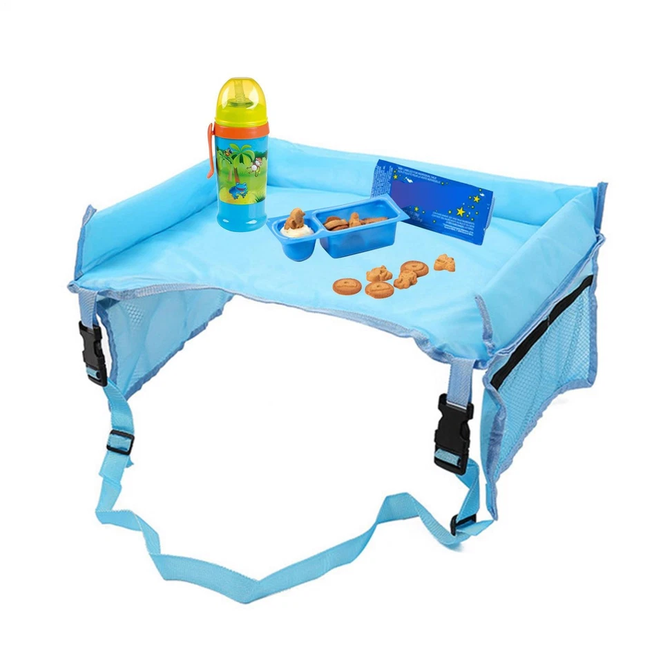 Bandeja de viaje para niños - Escritorio de regazo para juegos de actividades - Mesa de aperitivos para niños pequeños - Bandeja de asiento de coche Foto 2 de 4