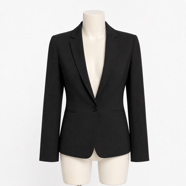 SABA Women’s Black Wool Tailored Blazer Jacket Size 8 Single Button WS13036