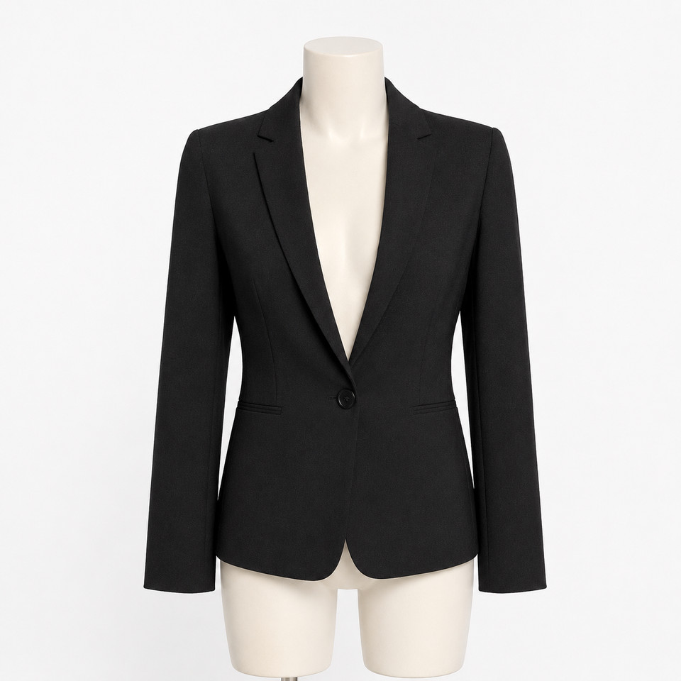 SABA Women’s Black Wool Tailored Blazer Jacket Size 8 Single Button WS13036