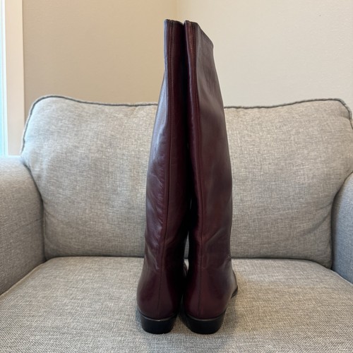 Vtg Cole Haan Italy Riding Boots Shoes Womens 9B Burgundy Leather Hand Made - Picture 5 of 15