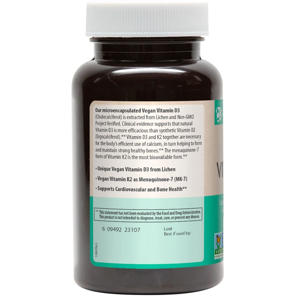 MRM Vegano Vitamina D3 K2 60 Cápsulas Veganas Calidad GMP Asegurada, No OGM, Vegano Foto 3 de 3