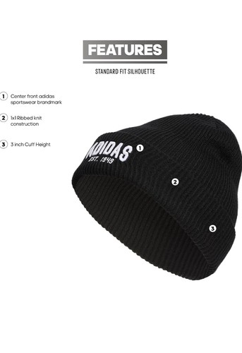 Adidas 3 Zoll faltbare Herren-Beanie - schwarz - Bild 2 von 5
