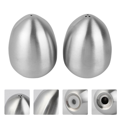 2pcs Stainless Steel Egg Shape Condiment Shaker Salt Pepper Shakers