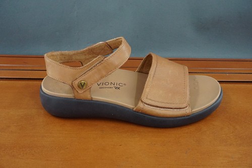 Vionic Awaken RX Womens 9.5 Shoes Brown Leather Hook & Loop Strap Casual Sandals - Picture 5 of 10