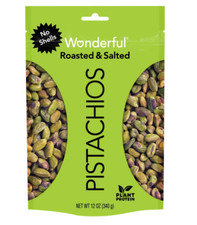 Wonderful Pistachios, No Shells Roasted Salted Pistachios, 12 Ounce Bag