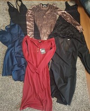 5 casual cocktail dresses all solid colors, sparkly , lacey, and side slits.