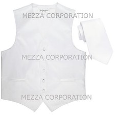 New men's Vesuvio Napoli tuxedo formal vest waistcoat necktie prom wedding White