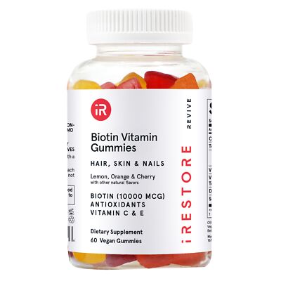 iRestore Hair Gummy Vitamins Vegan Biotin Gummies for Hair Skin and Nails Gum...