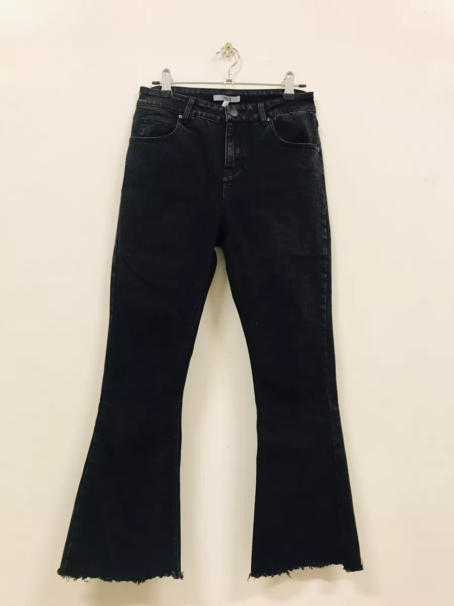 ASILIO Twice Blessed Jeans Black Stretch Denim Cropped Flared Ladies Size AUS 8
