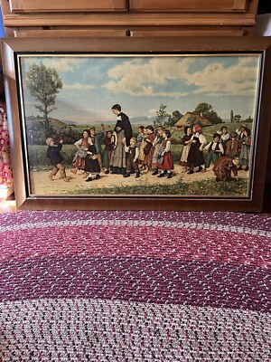 ALBERT ANKER FRAMED PRINT ''THE SUNDAY SCHOOL WALK SIGNED ANKER 1872 26''X40''