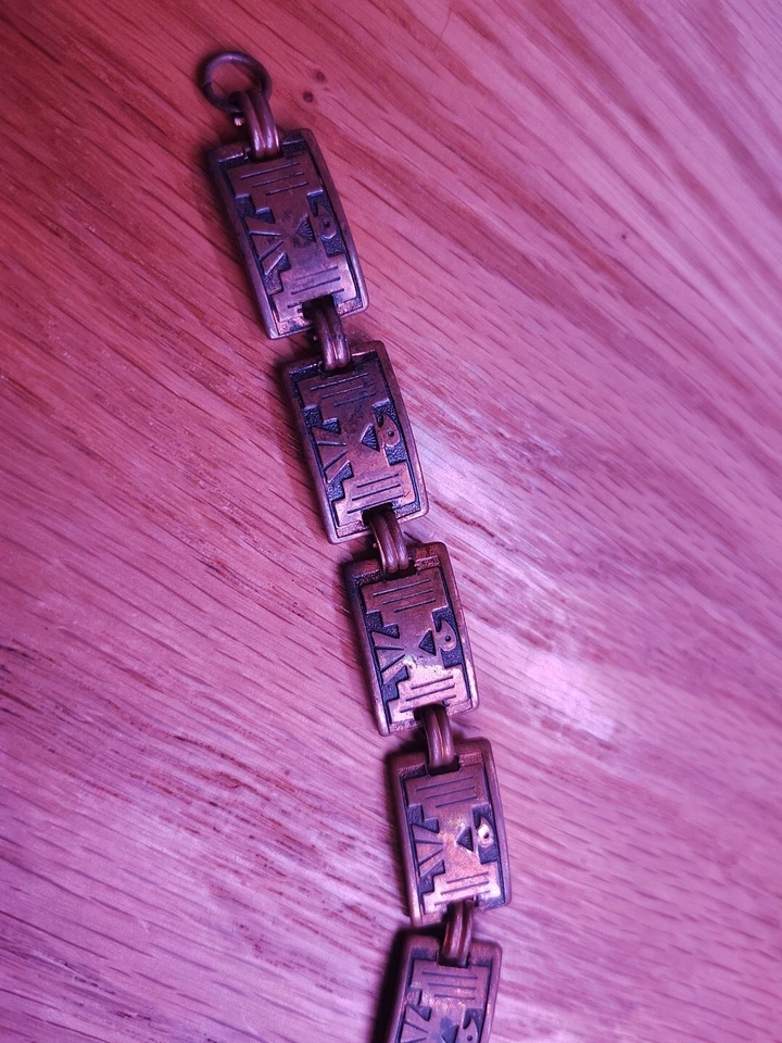 Brazalete Thunderbird 1/2" indio azteca raro vintage de cobre macizo 7,5"  Foto 4 de 4
