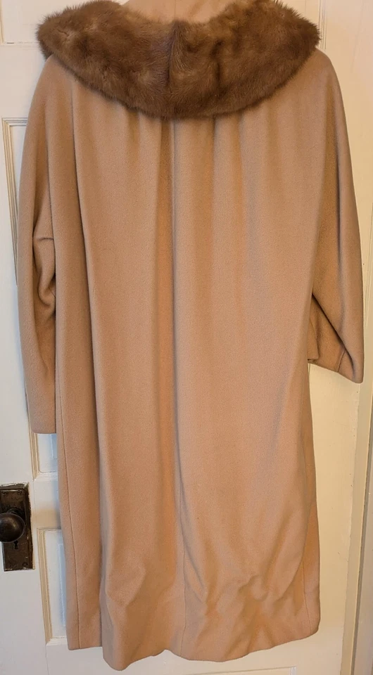 Abrigo Mongol Cachemira Visón Cuello Frente Abierto Unión De Colección Beige Busto: 42-1/4 Foto 3 de 4