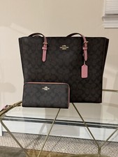 Coach Mollie Tote Bag Brown/True Pink