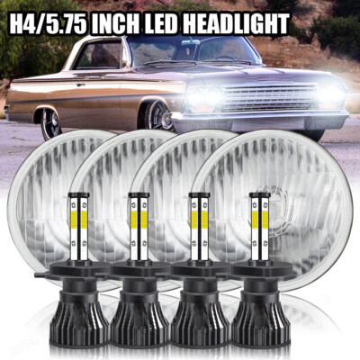 4PCS 5 3/4" 5.75" Headlghts Housng Glass H-Lo Beam For Chevy Mpala - Foto 12