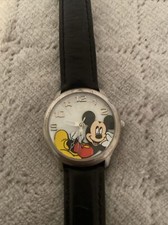 Disney Store 3-D Mickey Mouse Watch Japan Movement Black Band Pre-owned