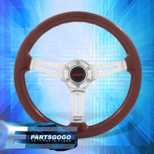 Universal JDM 14 350mm Dark Brown Wood Chrome...