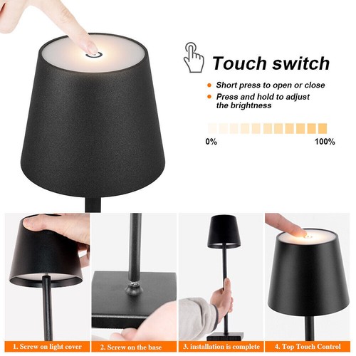 2 PCS DIMMBAR LED AKKU TISCHLEUCHTE TISCHLAMPE LED LAMPE USB-NACHTTISCHLAMPEN DE - Bild 4 von 14