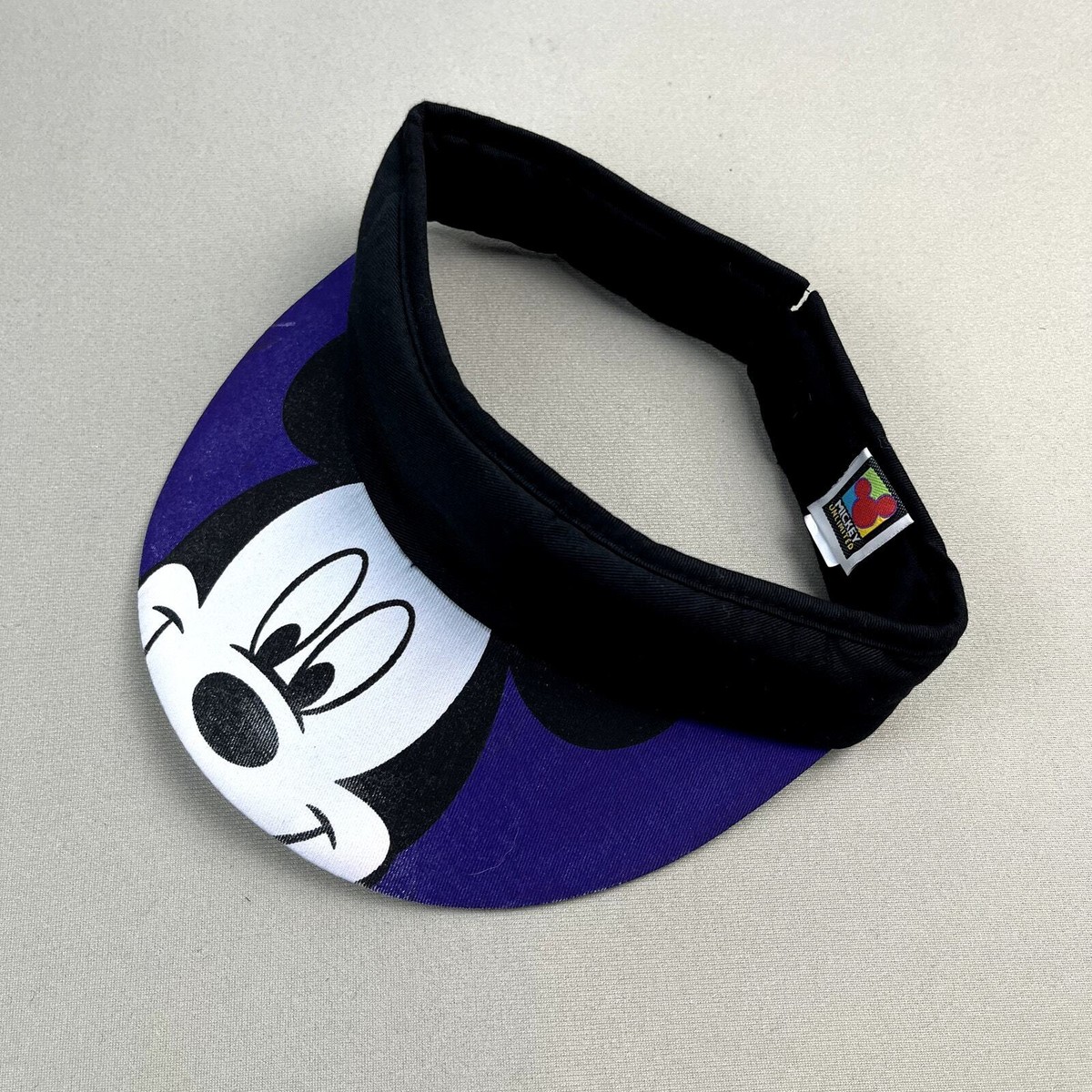Vintage Mickey Mouse Visor Hat Cap Black Purple Stretch Walt  display picture 1