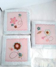 Vtg Set of 3 Laura Ashley Baby/Girl Collection Floral Plush Wall Hangings